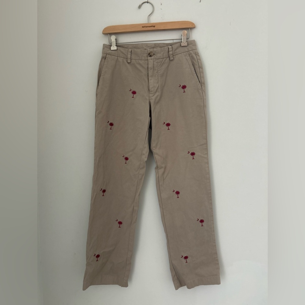 Vineyard Vines Slim Fit Breaker Pants Men 28 x 30" Khaki Embroidered Preppy